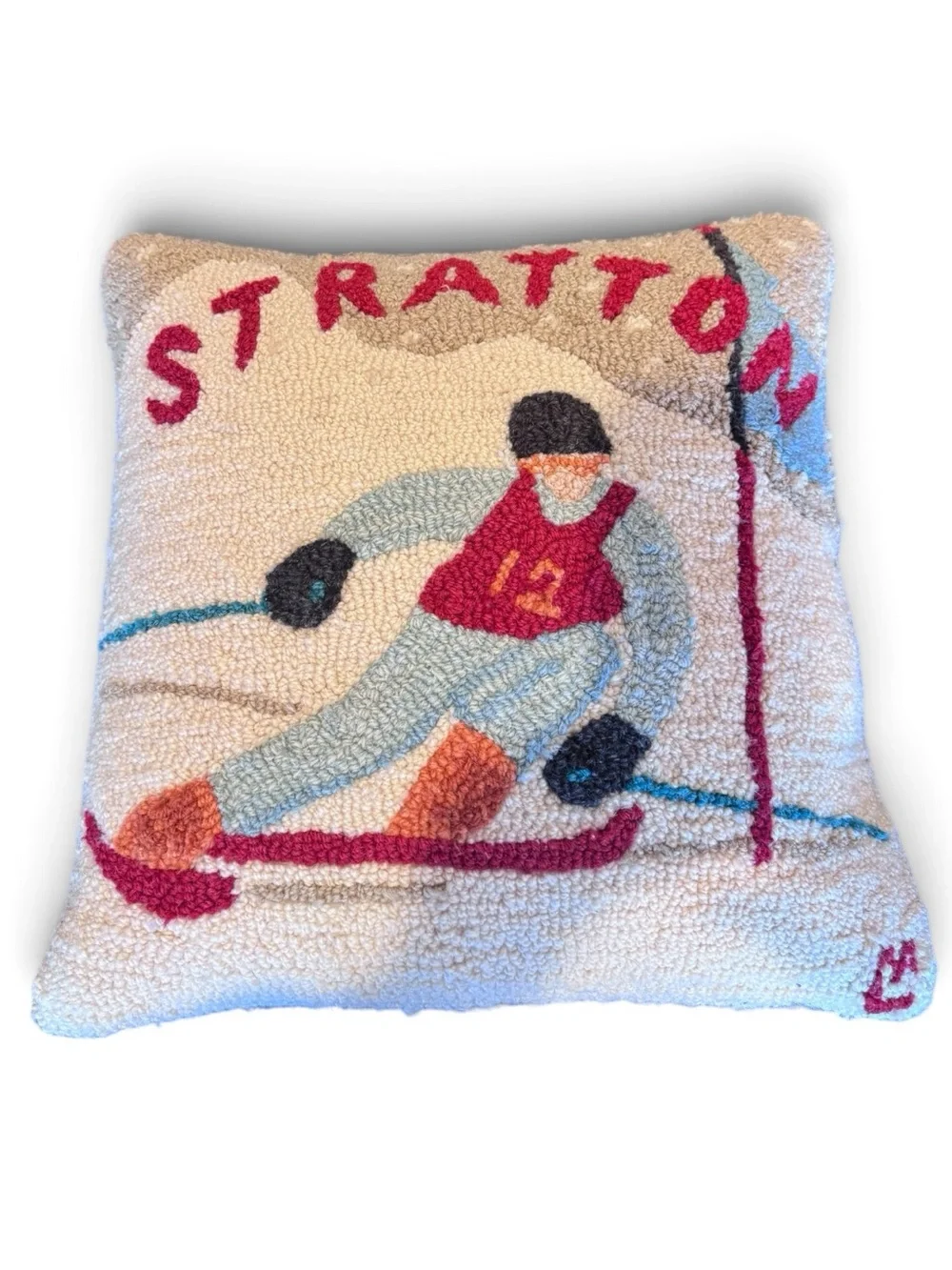 Laura Megroz Chandler 4 Corners Stratton Ski Hooked Wool Pillow 18x18